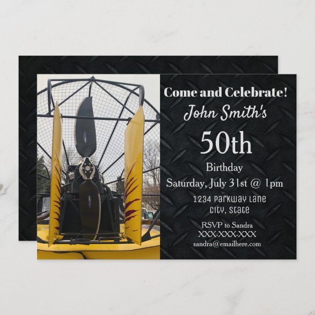 Manar för fiske för is för AirboatfläktEverglades Inbjudningar (Fram/baksida)