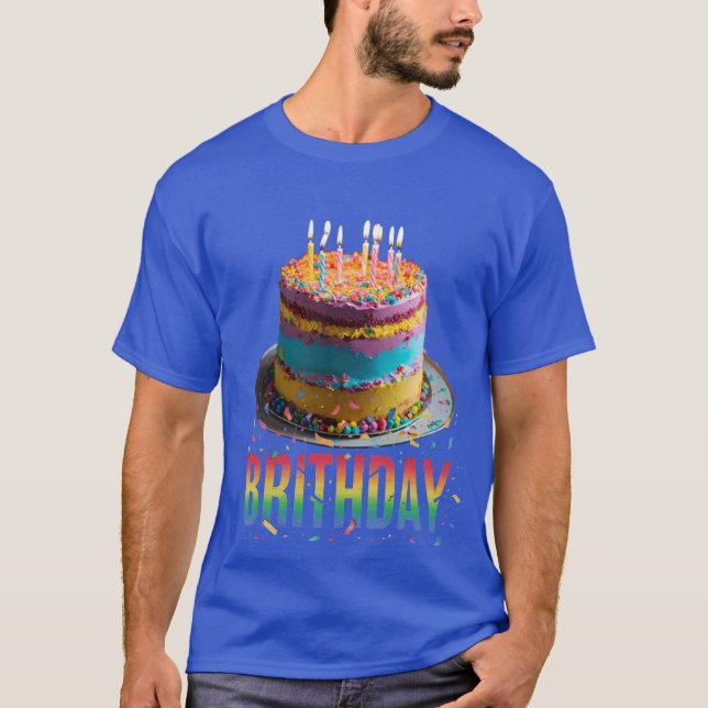 Manar för fotodesign av Brithday tårta färg T Shirt (Framsida)