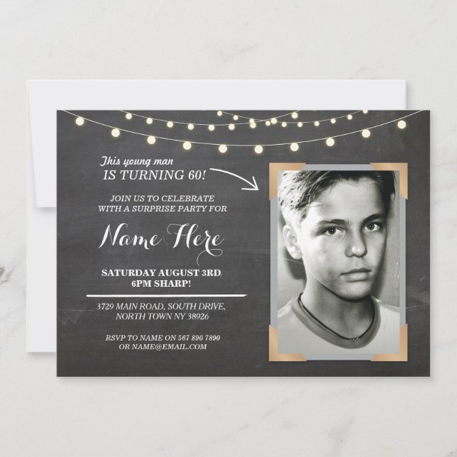 Manar för fotofödelsedagsfestkrita kvinna 60th inbjudningar (Framsida)