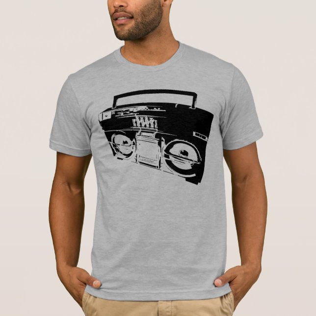 Manar för grått för old schoolBoombox konst halva Tee Shirt (Framsida)