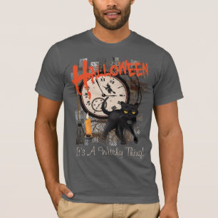 MANAR FÖR HALLOWEEN SVART HÄXAKATT T SHIRT