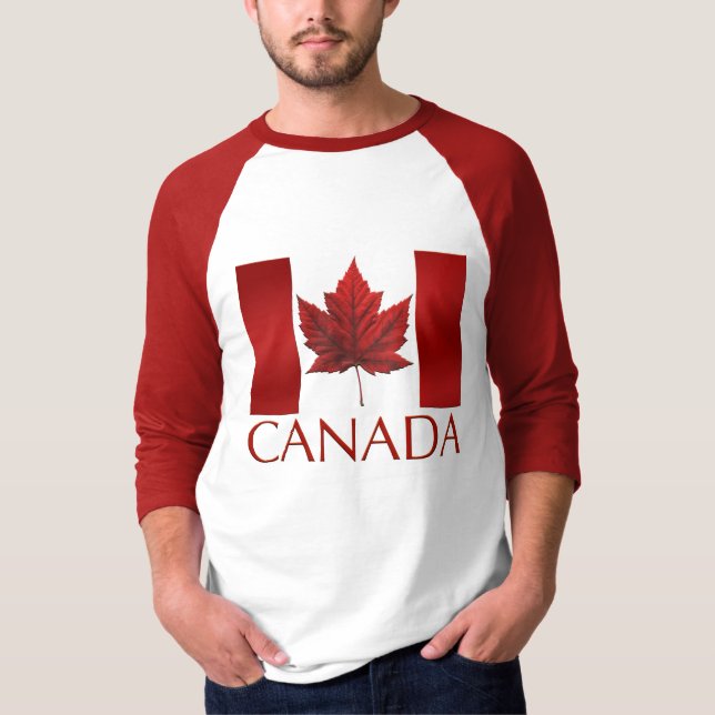 Manar för Jersey för baseball för Kanada flagga T Shirt (Framsida)