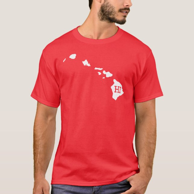 Manar för karta för Hawaii vit statlig HI T Shirt (Framsida)
