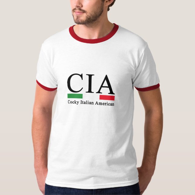 Manar för kaxig italiensk amerikan för CIA roliga T Shirt (Framsida)