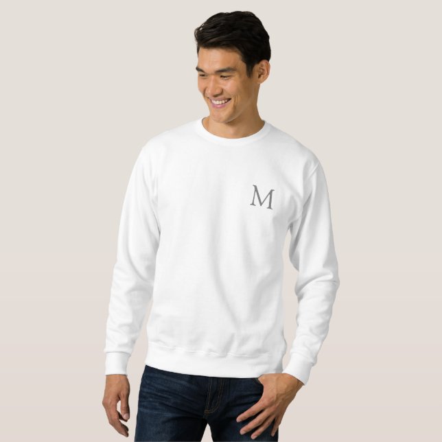 Manar för Modern Monogram Elegant Basic Lång Ärmad Tröja (Hel framsida)