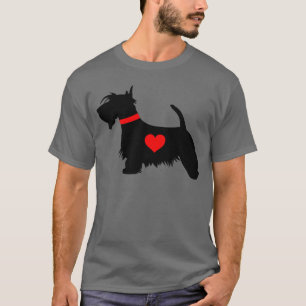 Manar för Scottiehundhjärta mörka T-tröja T Shirt