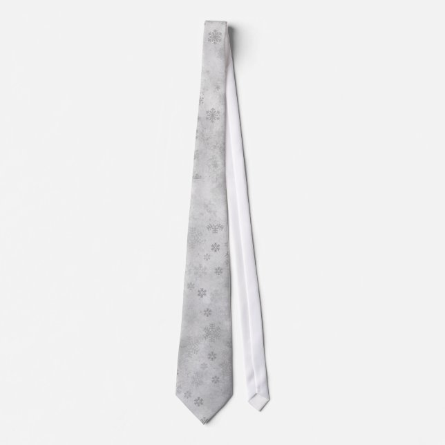 Manar för silver w/Snowflakes silkeslen Tie för Slips (Framsida)