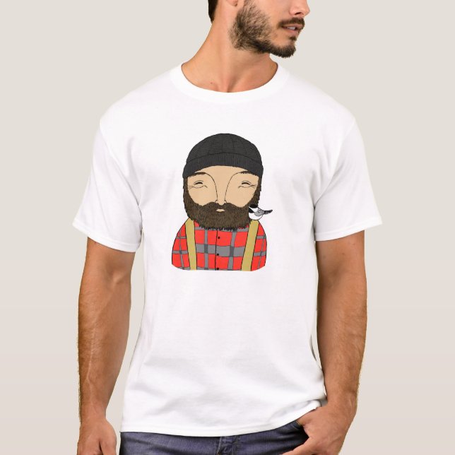 Manar för skogsmark för LumberjackChickadeeHipster T-shirt (Framsida)