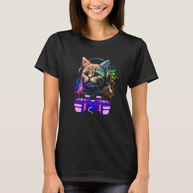 Manar för spel Munchkin Cat Player Animal Video Ga T Shirt (Framsida)