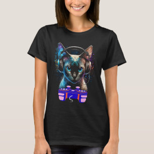 Manar för spel Siamese Cat Player Animal Video Gam T Shirt