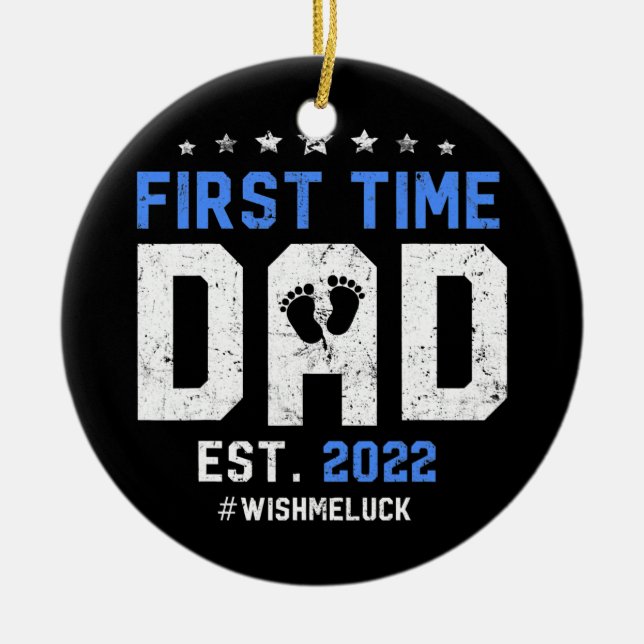 Manar första gången ny pappa blir Fars dag Julgransprydnad Keramik (Framsidan)