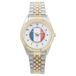 Manar Frankrike Flagga Two-Tone Bracelet Watch Armbandsur