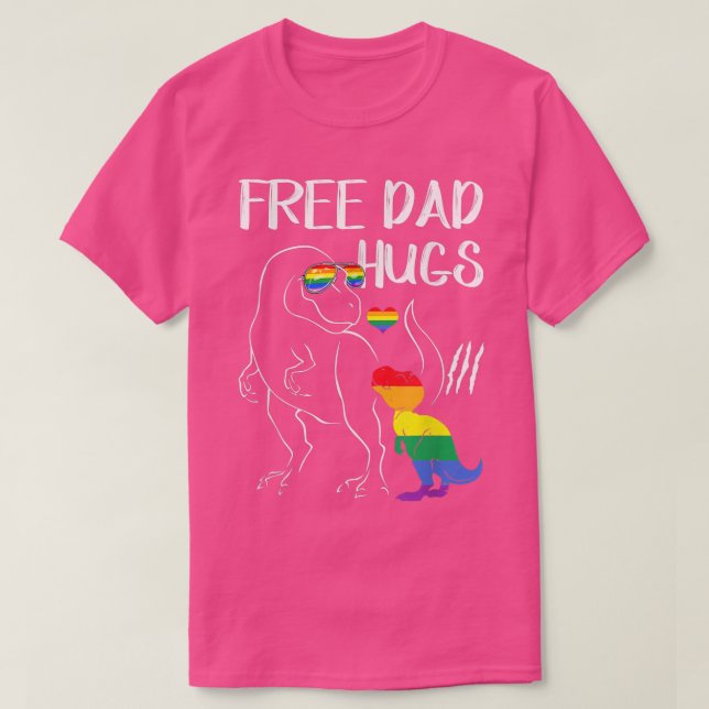 Manar Free Pappa Hugs LGBT Pride Pappa Dinosaur T  Shirt (Design framsida)