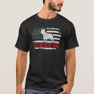 Manar Frenchie Pappa Distress American Flagga Patr T Shirt