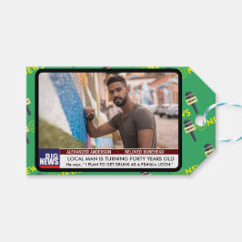 Manar Funny 40th Birthday TV News 50th 60th Presentetikett