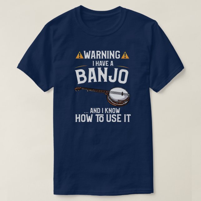 Manar Funny Banjo Player Gift Warning I KÄRLEK to T Shirt (Design framsida)
