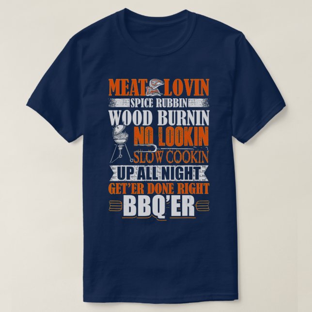 Manar Funny BBQ Design Barbecue Vuxen humor Kött L T Shirt (Design framsida)