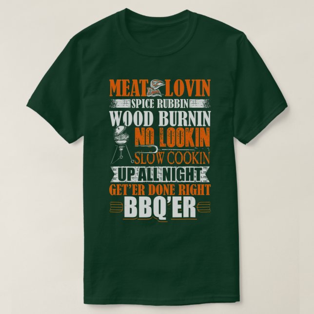 Manar Funny BBQ Design Barbecue Vuxen humor Kött L T Shirt (Design framsida)