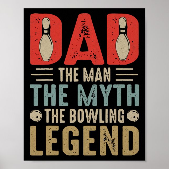Manar Funny Bowlareare Pappa Bowling Legend Fars d Poster (Framsidan)