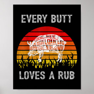 Manar Funny Butt Kärlek Rub Kött Bbq Smoker Poster
