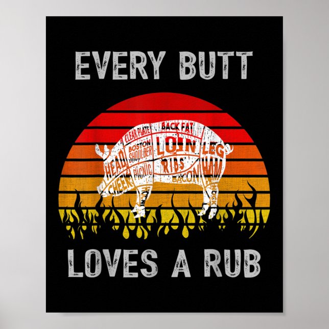Manar Funny Butt Kärlek Rub Kött Bbq Smoker Poster (Framsidan)
