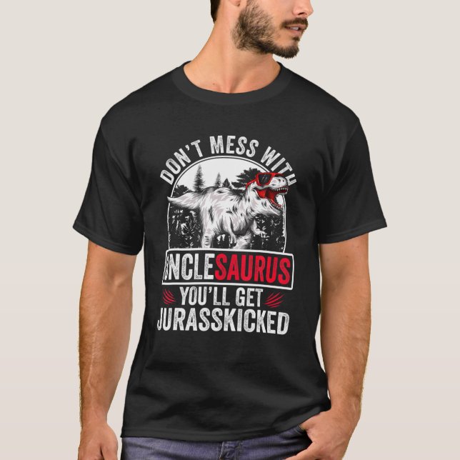 Manar Funny farbror Dinosaurs Älskare Pappa Fars d T Shirt (Framsida)