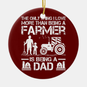 Manar Funny Farming Tractor Retro Farmer Pappa Julgransprydnad Keramik