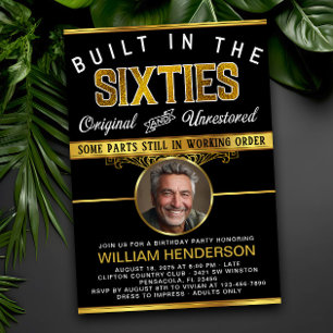 Manar Funny Födelsedagsfest Byggt på 60-talet Inbjudningar