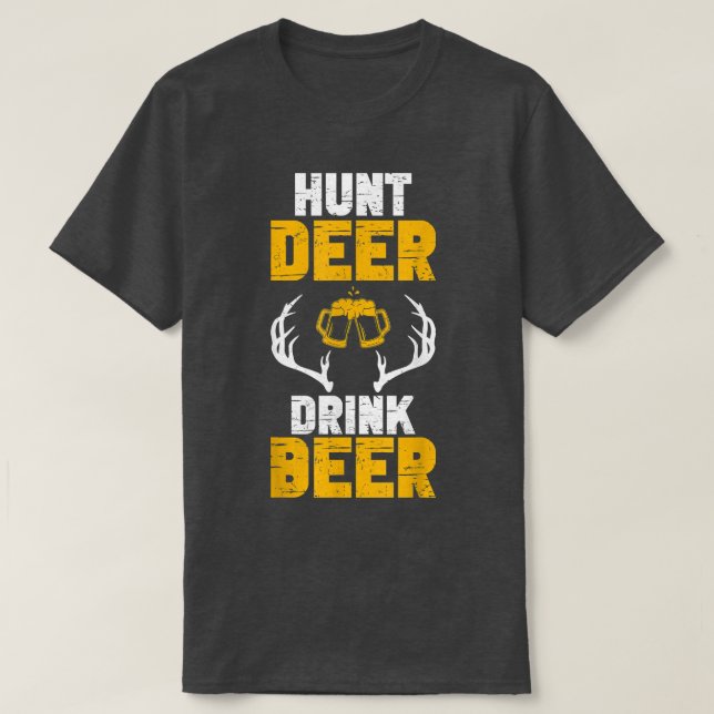 Manar Funny Hjort Hunter Hunting Hunt Hjort Drink  T Shirt (Design framsida)
