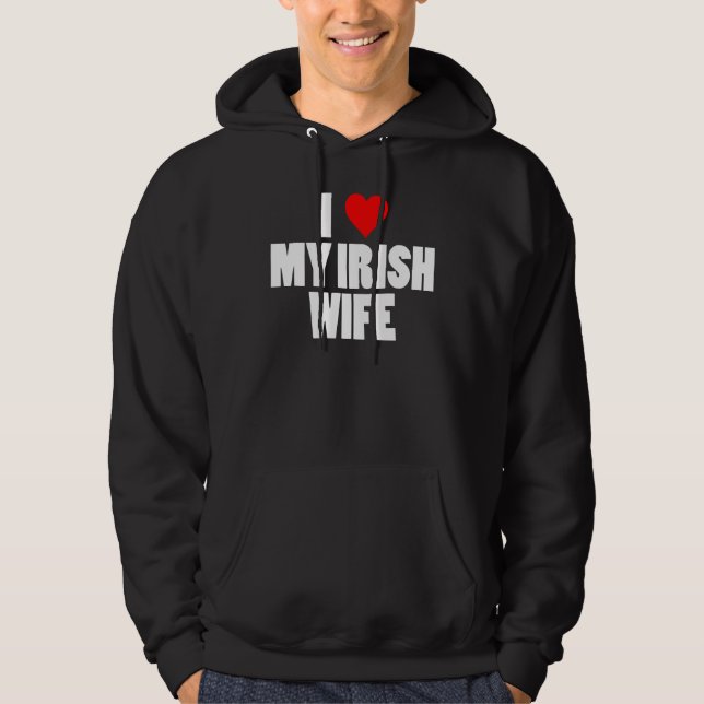 Manar Funny I Kärlek Min irländska fru St patrick' Hoodie (Framsida)
