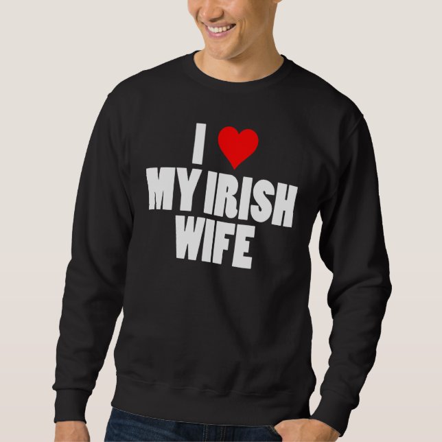 Manar Funny I Kärlek Min irländska fru St patrick' Lång Ärmad Tröja (Framsida)