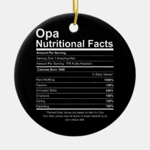 Manar Funny Opa Grandfather Pappa Nutrition Fact Julgransprydnad Keramik