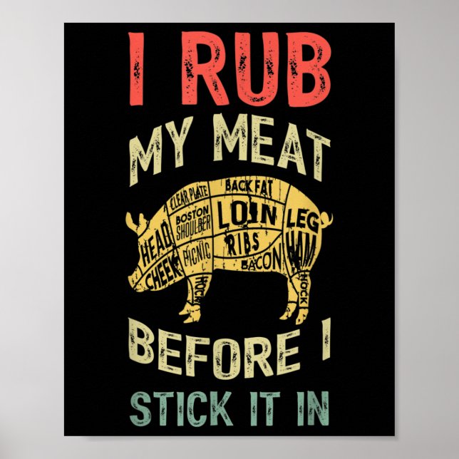 Manar Funny Pappa Kärlek Bbq I Rub Min Kött Grilli Poster (Framsidan)