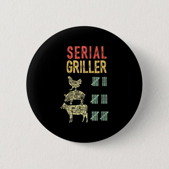 Manar Funny Pappa Kärlek Bbq Serial Griller Grills Knapp (Framsida)