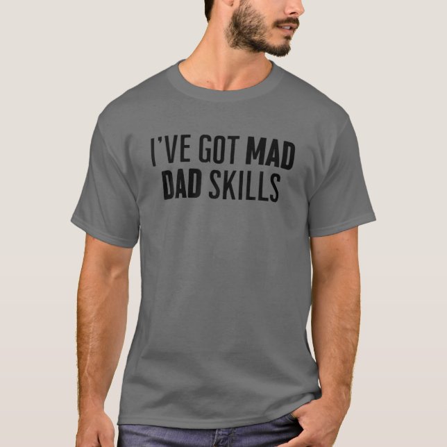 Manar Funny "Pappa Skills" Funny Fars dag för BE T Shirt (Framsida)