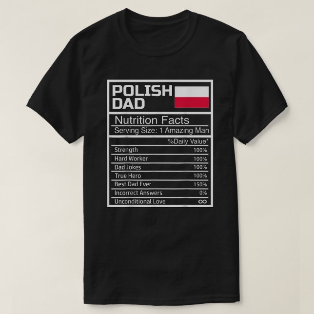 Manar Funny polsk Pappa Nutritional Facts Far Da T Shirt (Design framsida)