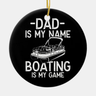 Manar Funny Pontoon Boat Kapten Pappa är min Namn Julgransprydnad Keramik
