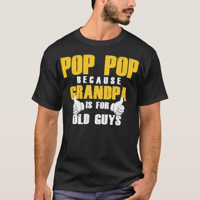 Manar Funny Pop Pop Fars dag Grandpa T Shirt (Framsida)