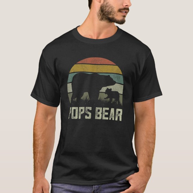 Manar Funny Pops Bear S, Unge Kid Fars dag Grandp T Shirt (Framsida)