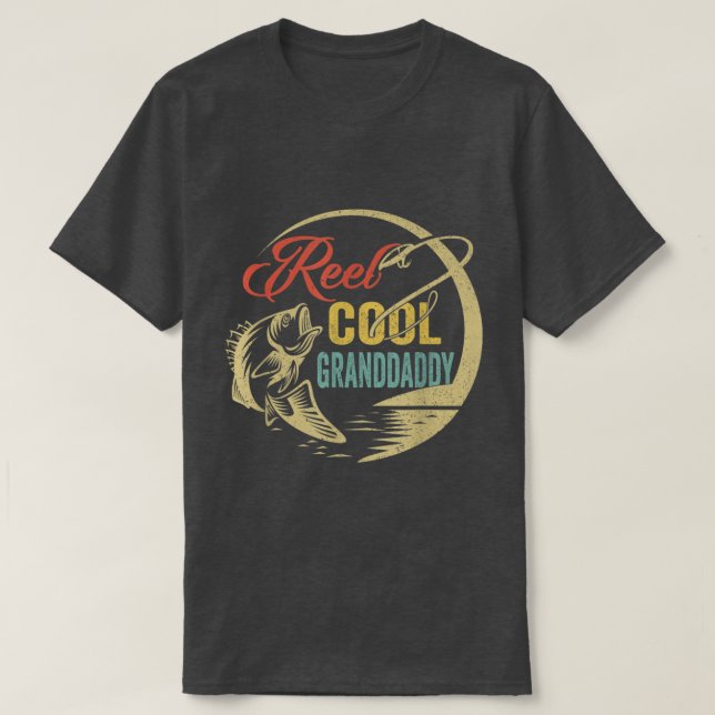 Manar Funny Reel Coola Grandfather Kärlek Fishing  T Shirt (Design framsida)