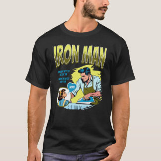 Manar Funny Retro Tee: Järn Man T Shirt
