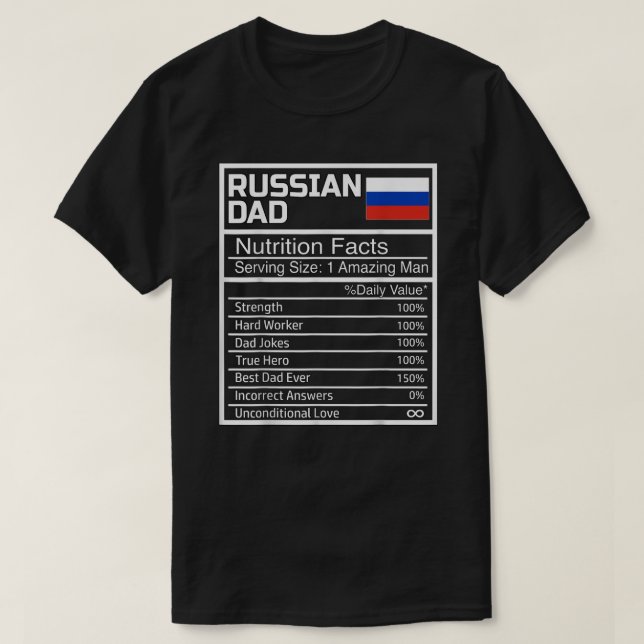 Manar Funny Russian Pappa Nutritional Facts Far D T Shirt (Design framsida)