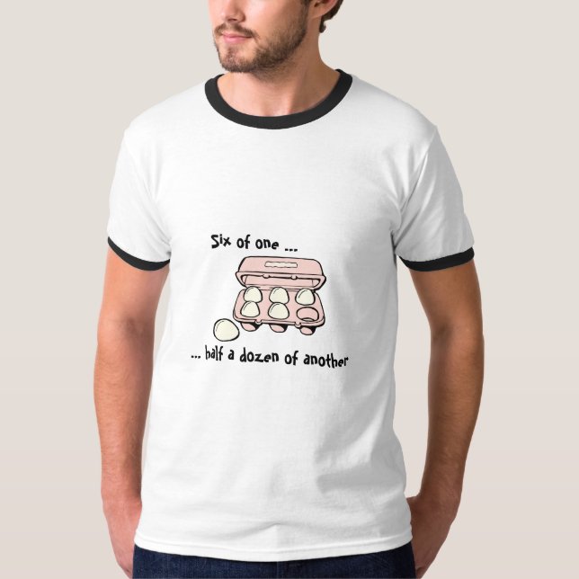 Manar Funny T-Shirt "sex av ett, ett halvt dussin. (Framsida)
