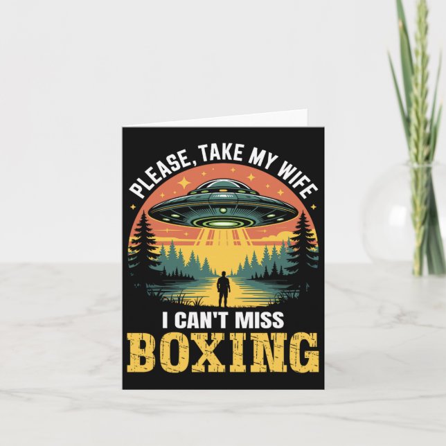 Manar Funny Ufo Boxing Joke Alien Abduction Retro Kort (Framsida)