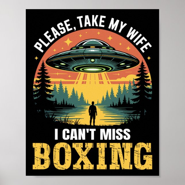 Manar Funny Ufo Boxing Joke Alien Abduction Retro Poster (Framsidan)