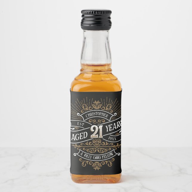 Manar Funny Whiskey 21:a födelsedagen Spritflaskor Etikett (Framsida)