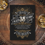 Manar Funny Whiskey 35e Birthday Inbjudningar<br><div class="desc">Fira de stora 3-5 med stil och humor med den här vintagen whiskyinspirerade födelsedagsdesignen. Den svarta, guld och vita typografin är ornat och elegant, ge en klassisk vintage. Perfekt för en man (eller kvinna!) i ditt liv som kärlekar sin soffa, sprit, bourbon och andra spritdrycker. Innehåller en vintage av anpassade...</div>