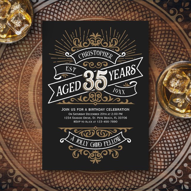 Manar Funny Whiskey 35e Birthday Inbjudningar (Skapare uppladdad)