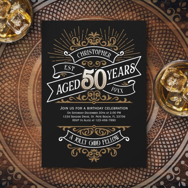 Manar Funny Whiskey 50:e födelsedagen Inbjudningar (Skapare uppladdad)