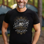 Manar Funny Whiskey 50:e födelsedagen T Shirt<br><div class="desc">Fira de stora 5-0 med stil och humor med den här vintagen whiskyinspirerade födelsedagsdesignen. Den svarta, guld och vita typografin är ornat och elegant, ge en klassisk vintage. Perfekt för en man (eller kvinna!) i ditt liv som kärlekar sin soffa, sprit, bourbon och andra spritdrycker. Innehåller en vintage av anpassade...</div>